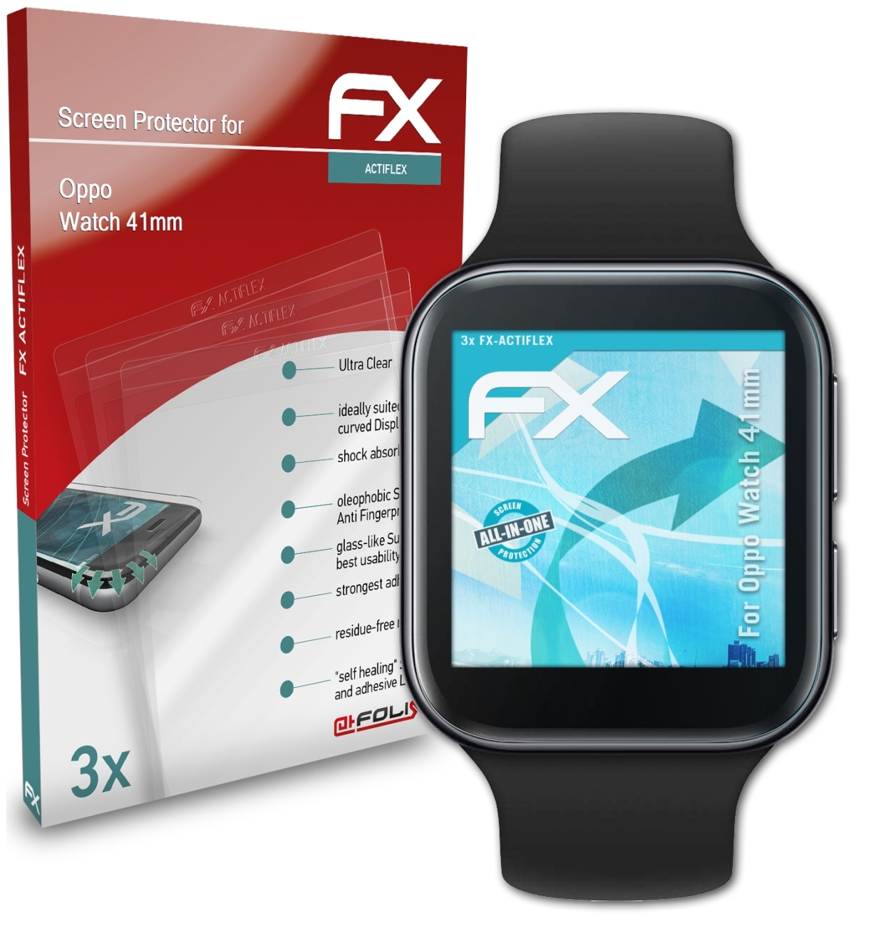 ATFOLIX 3x FX-ActiFleX Displayschutz(für Oppo Watch (41mm))
