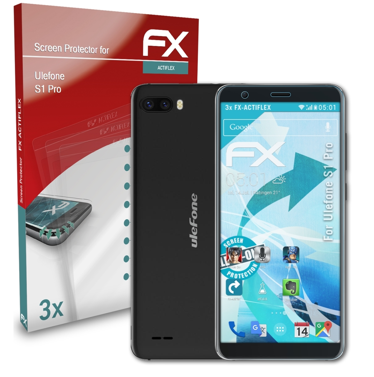 ATFOLIX 3x FX-ActiFleX Displayschutz(für S1 Ulefone Pro)