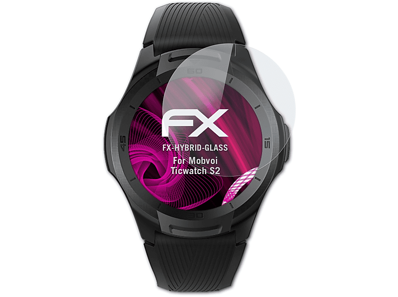 ATFOLIX FX-Hybrid-Glass Schutzglas(für Mobvoi Ticwatch S2)