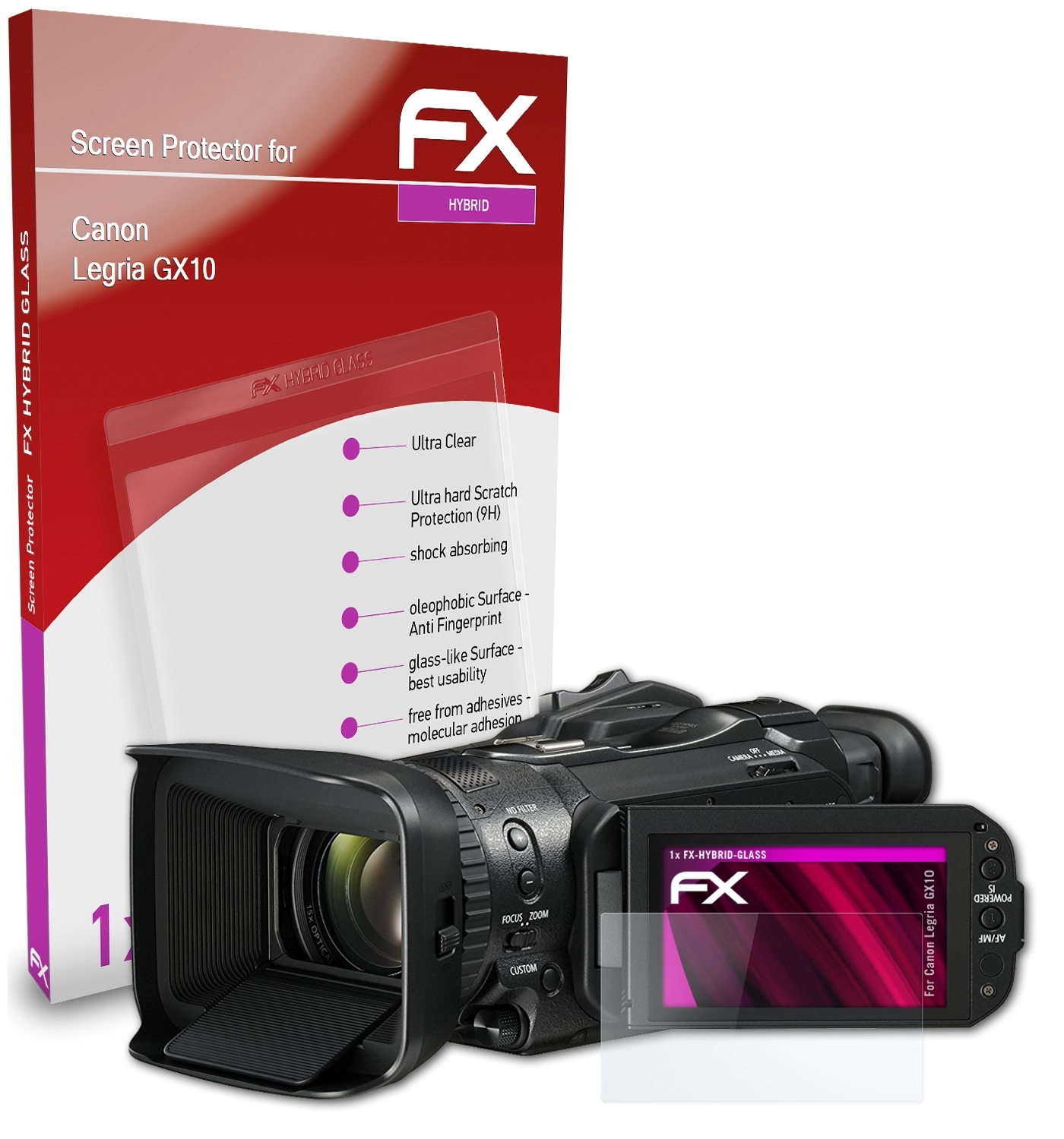 Canon FX-Hybrid-Glass Legria ATFOLIX GX10) Schutzglas(für