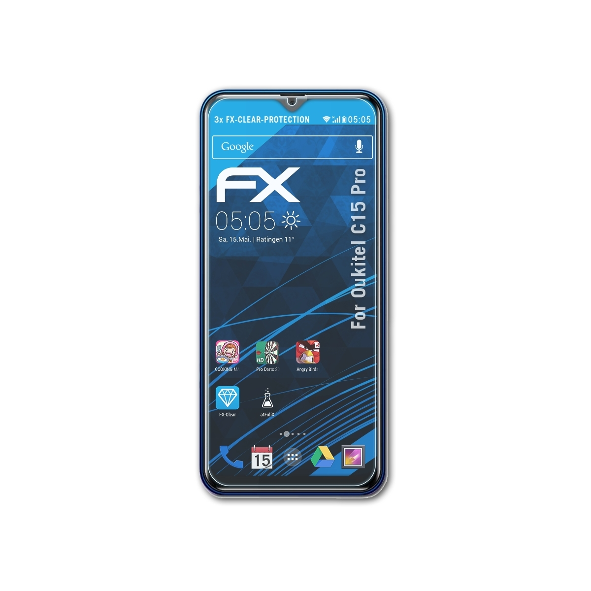 ATFOLIX 3x Displayschutz(für FX-Clear Oukitel C15 Pro)
