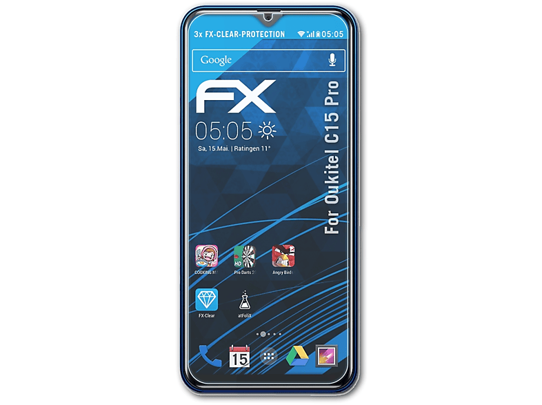 ATFOLIX Displayschutz(für 3x Oukitel FX-Clear C15 Pro)