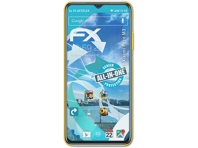ATFOLIX 3x FX-ActiFleX Displayschutz(für Xiaomi Poco M3)