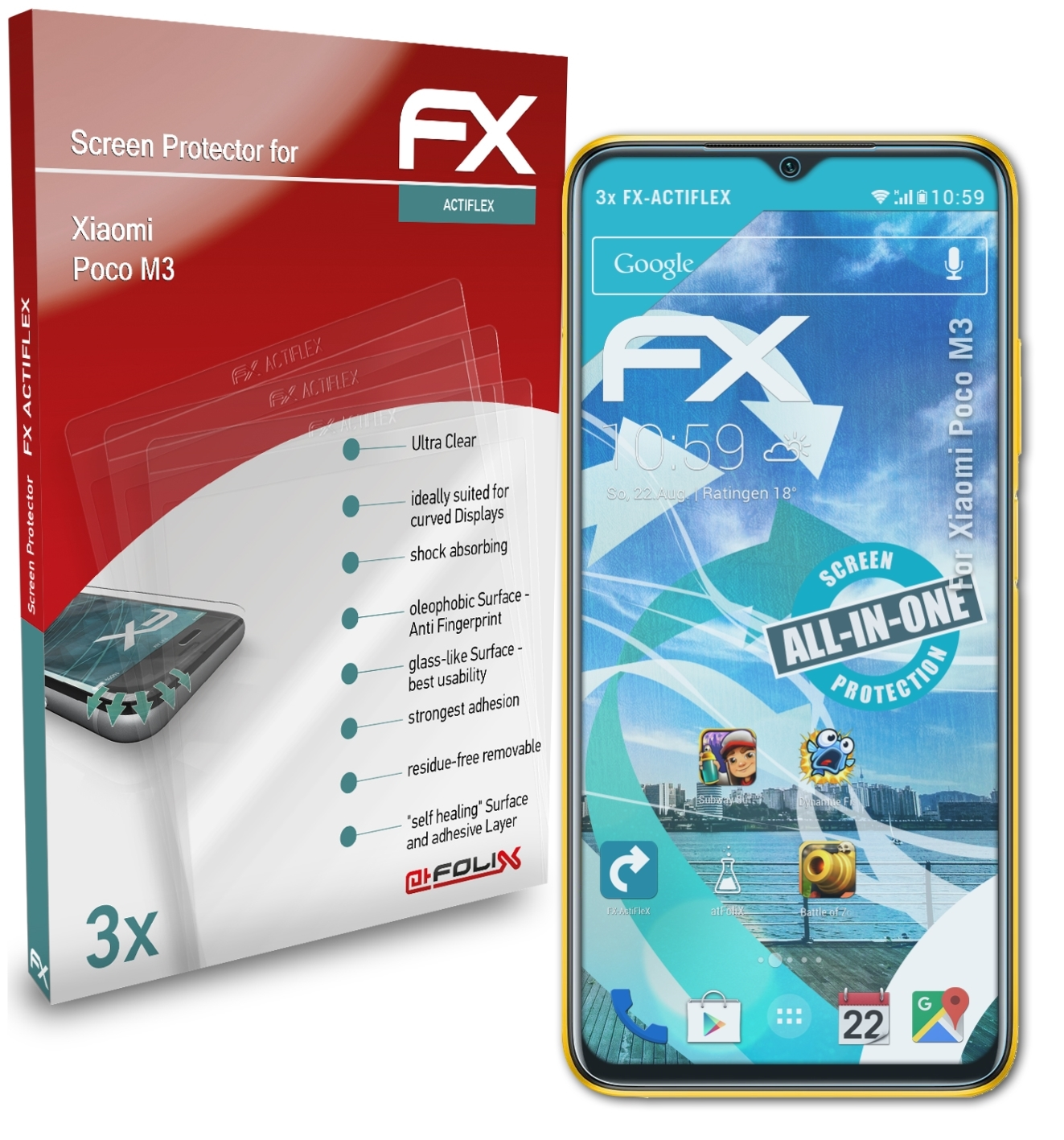 M3) Xiaomi Poco 3x Displayschutz(für ATFOLIX FX-ActiFleX