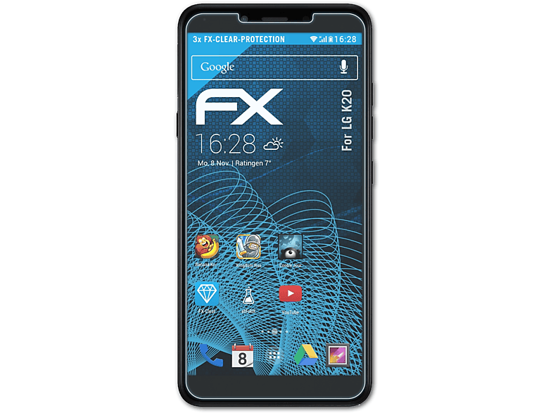 ATFOLIX 3x FX-Clear Displayschutz(für LG K20)