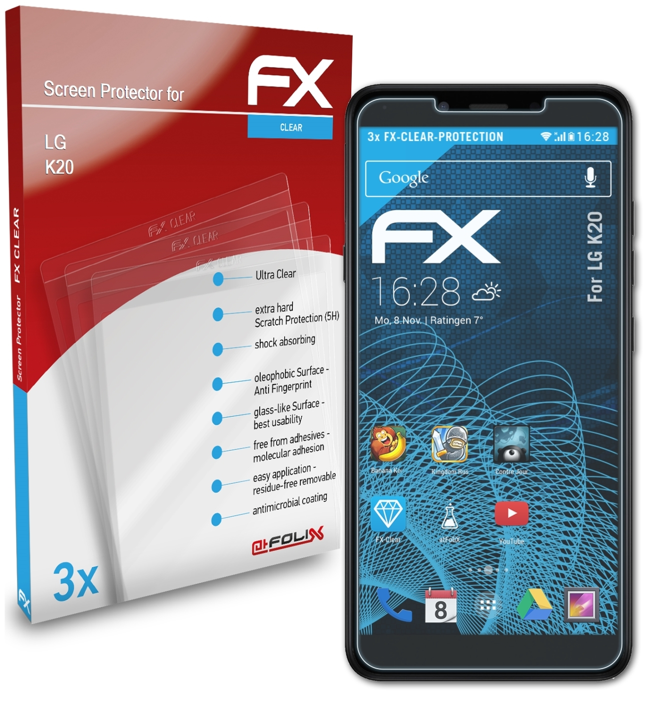 Displayschutz(für 3x K20) ATFOLIX LG FX-Clear