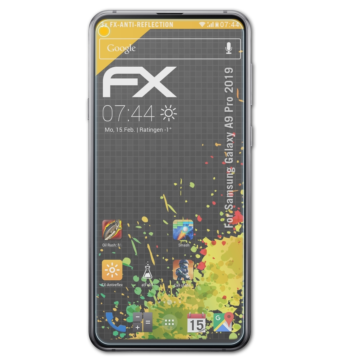 Samsung A9 3x ATFOLIX 2019) Displayschutz(für FX-Antireflex Pro Galaxy
