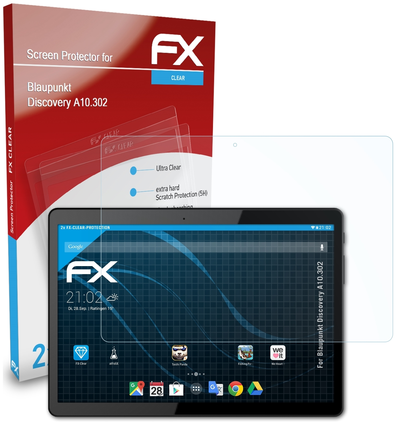 ATFOLIX 2x FX-Clear Displayschutz(für Blaupunkt A10.302) Discovery