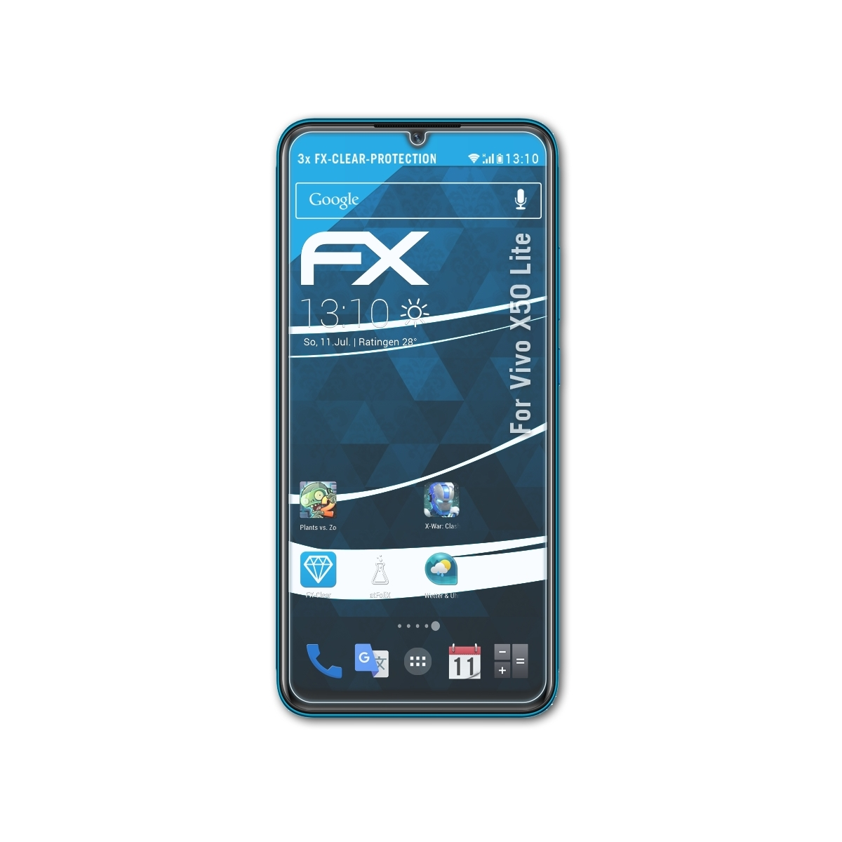 X50 Vivo Lite) 3x Displayschutz(für ATFOLIX FX-Clear