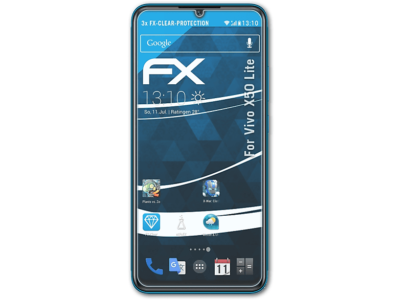 3x ATFOLIX FX-Clear X50 Vivo Lite) Displayschutz(für