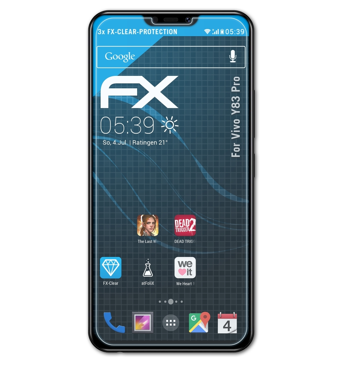 Vivo Pro) Y83 3x FX-Clear ATFOLIX Displayschutz(für
