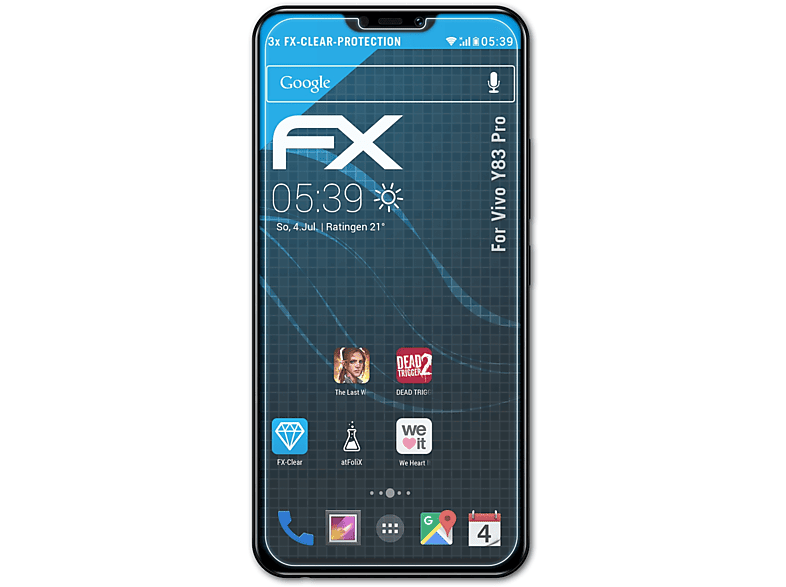 Y83 Pro) 3x FX-Clear Displayschutz(für ATFOLIX Vivo