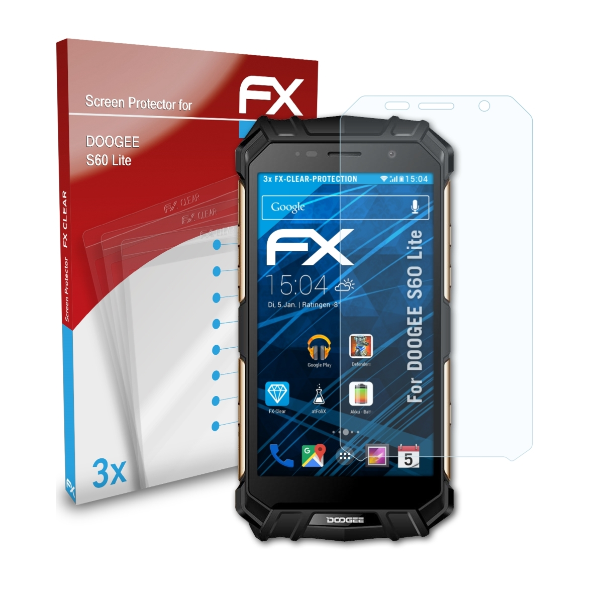 3x Displayschutz(für Doogee Lite) ATFOLIX FX-Clear S60