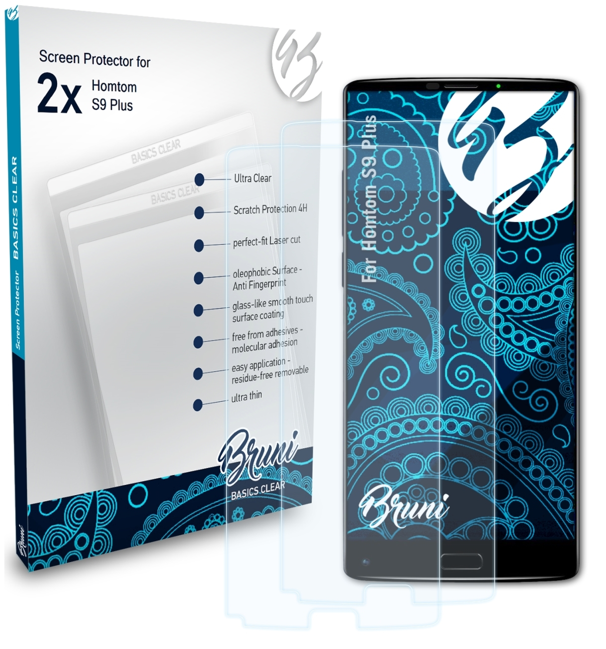 BRUNI 2x Basics-Clear Schutzfolie(für Homtom Plus) S9