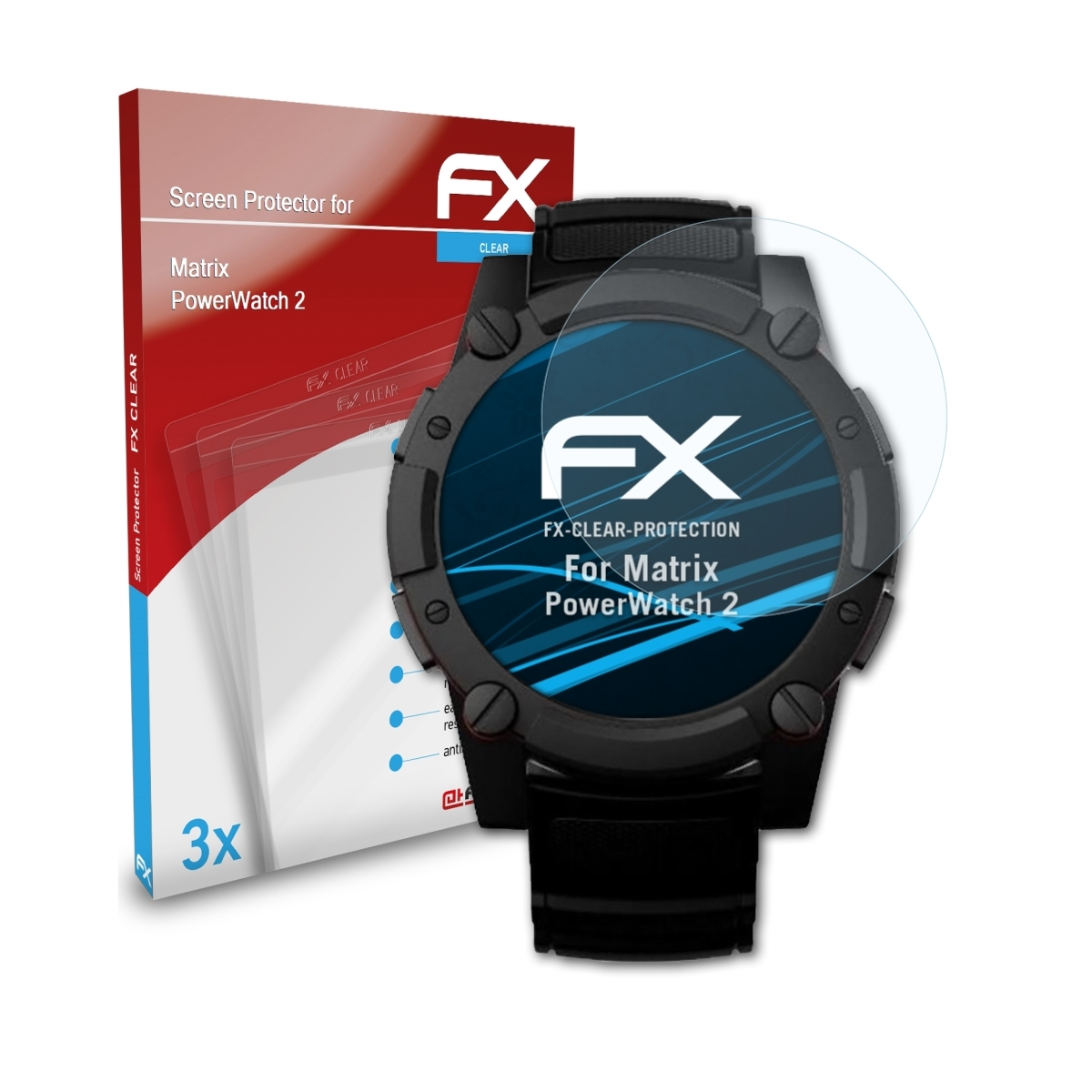 ATFOLIX 3x PowerWatch FX-Clear Matrix Displayschutz(für 2)