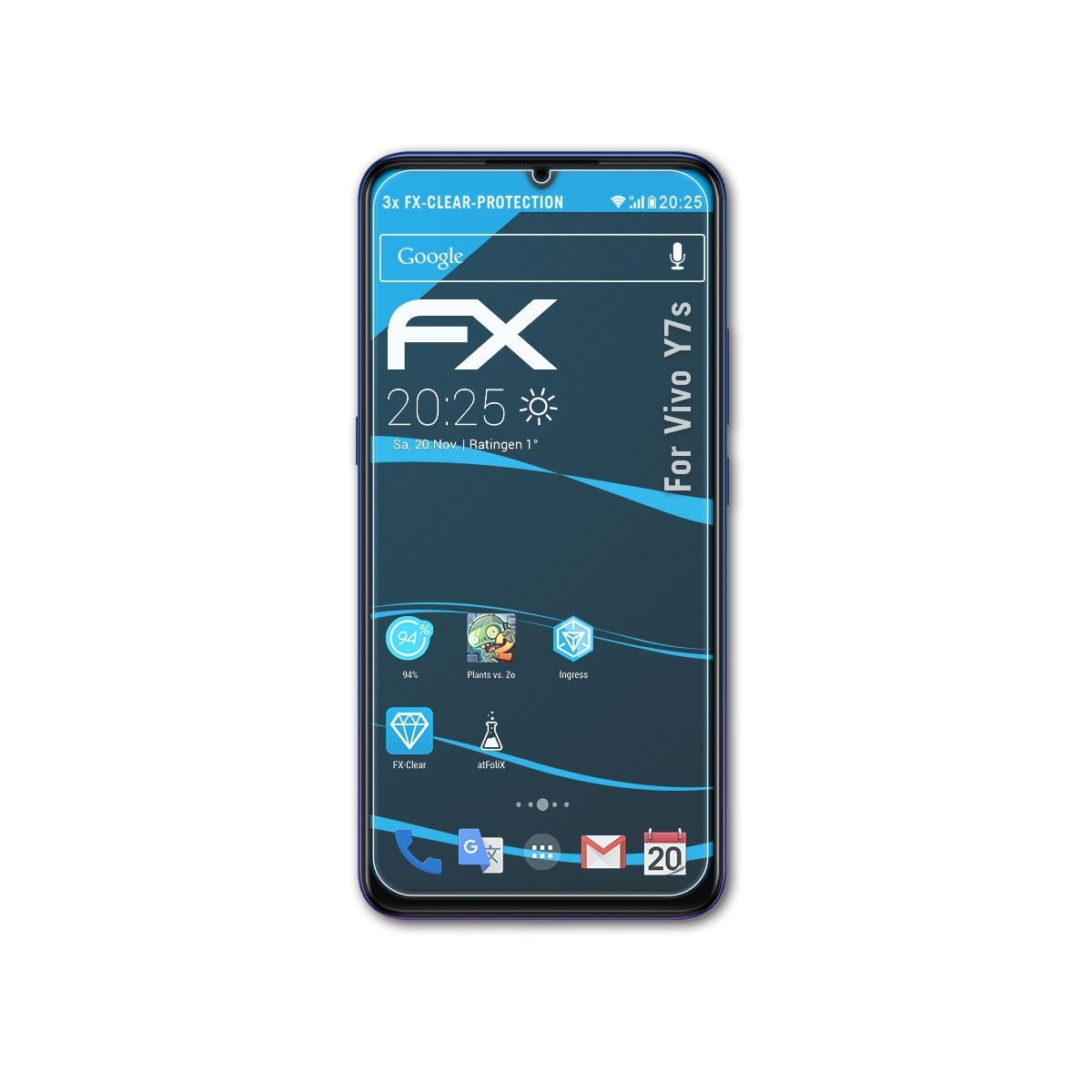 ATFOLIX 3x FX-Clear Displayschutz(für Y7s) Vivo