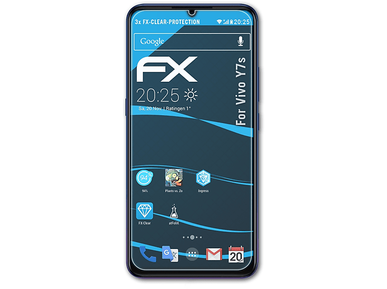 3x FX-Clear Vivo Y7s) Displayschutz(für ATFOLIX