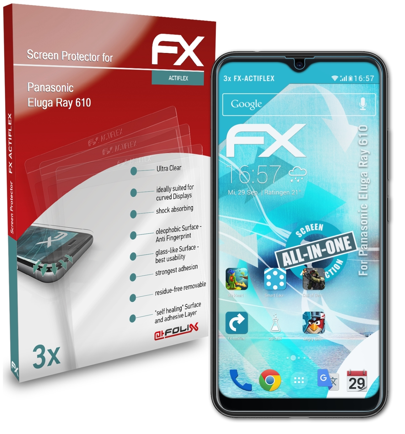 610) Panasonic Eluga Ray ATFOLIX Displayschutz(für 3x FX-ActiFleX