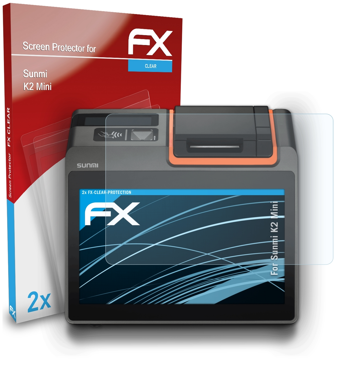 2x FX-Clear ATFOLIX Displayschutz(für Sunmi K2 Mini)