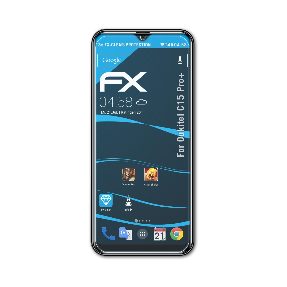 FX-Clear 3x ATFOLIX Pro+) Displayschutz(für Oukitel C15