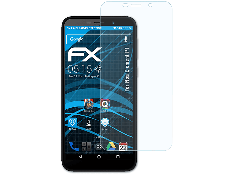 ATFOLIX 3x FX-Clear Displayschutz(für Noa Element P1)
