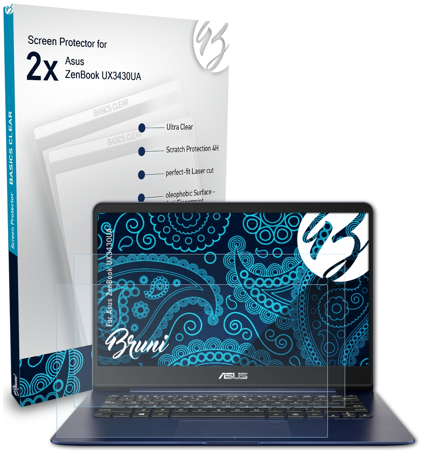 BRUNI 2x Basics-Clear Schutzfolie(für Asus ZenBook (UX3430UA))
