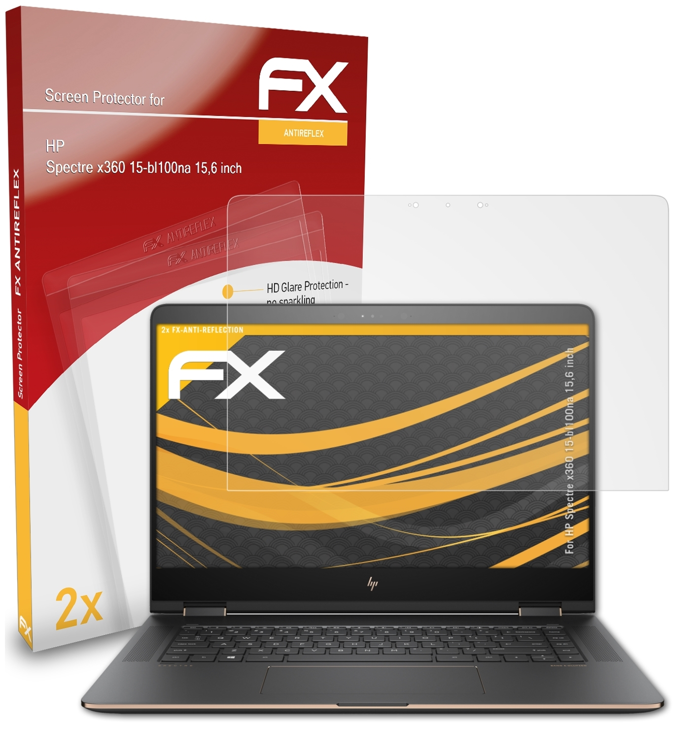 ATFOLIX 2x (15,6 Spectre FX-Antireflex 15-bl100na Displayschutz(für x360 inch)) HP