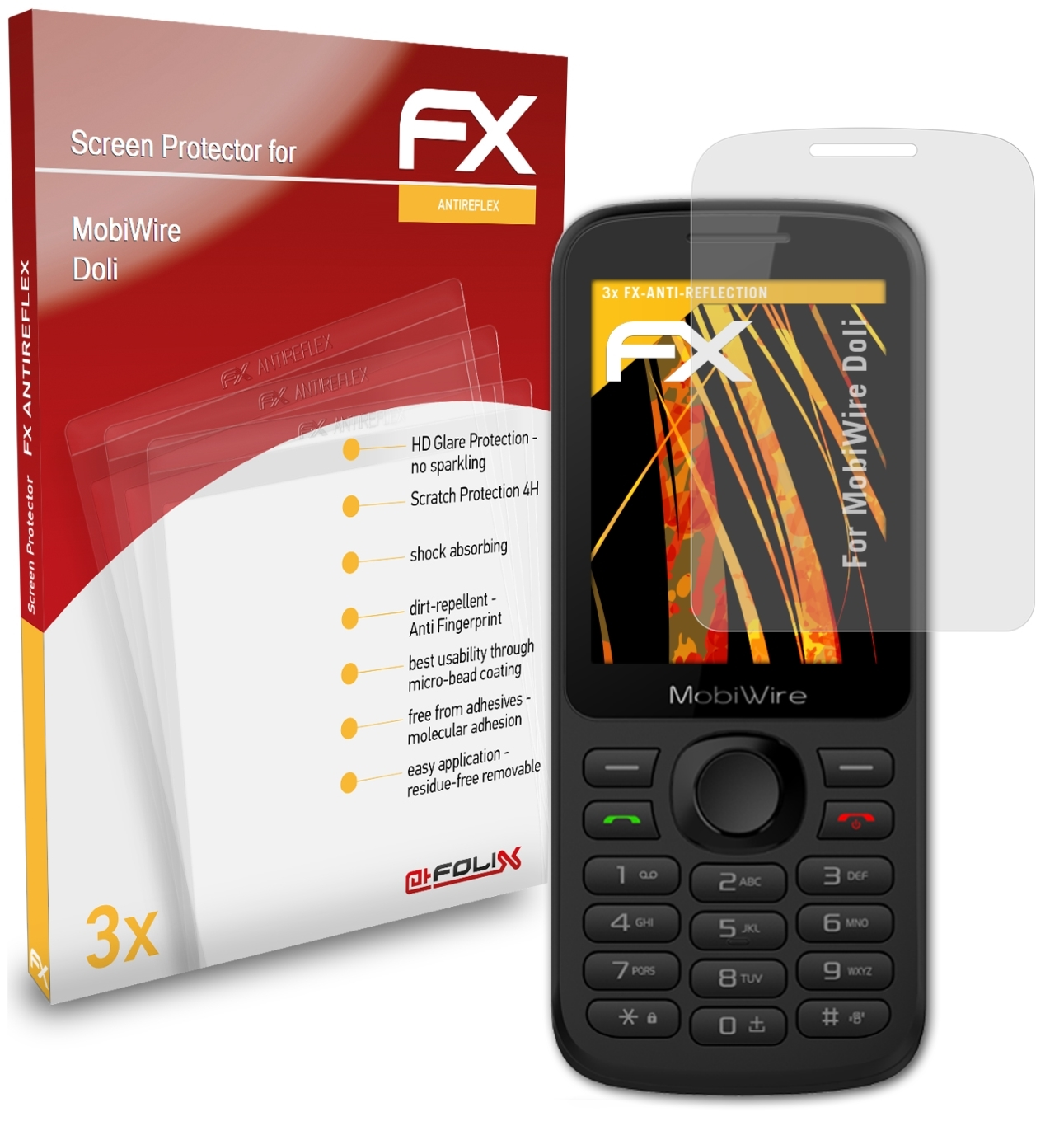ATFOLIX 3x FX-Antireflex Displayschutz(für MobiWire Doli)