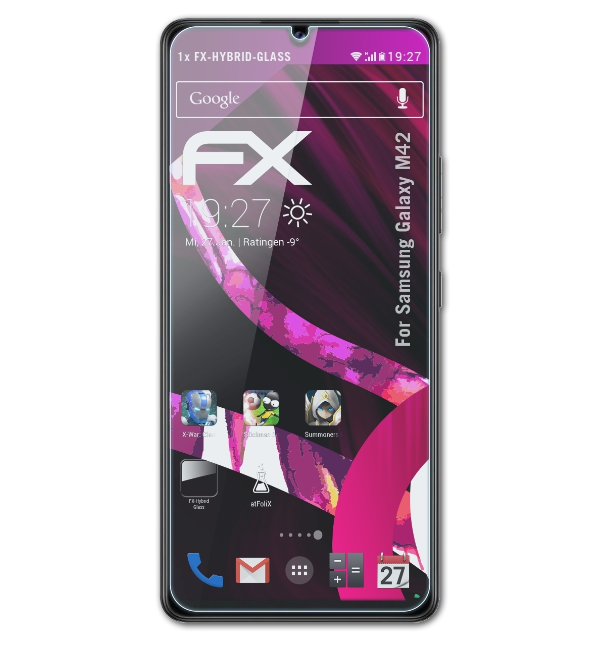 FX-Hybrid-Glass ATFOLIX M42) Galaxy Schutzglas(für Samsung