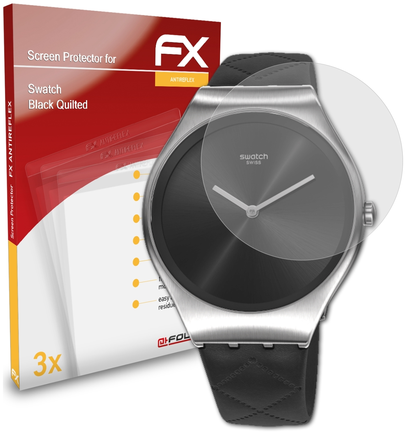 ATFOLIX 3x Displayschutz(für Swatch Quilted) Black FX-Antireflex