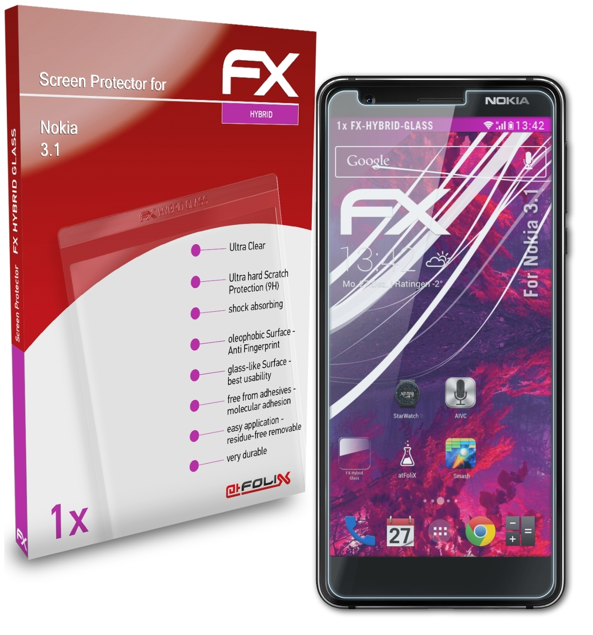 3.1) FX-Hybrid-Glass ATFOLIX Nokia Schutzglas(für