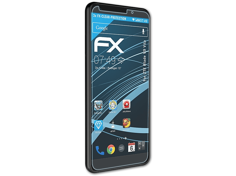 ATFOLIX 3x FX-Clear Displayschutz(für ZTE Blade V9 Vita)