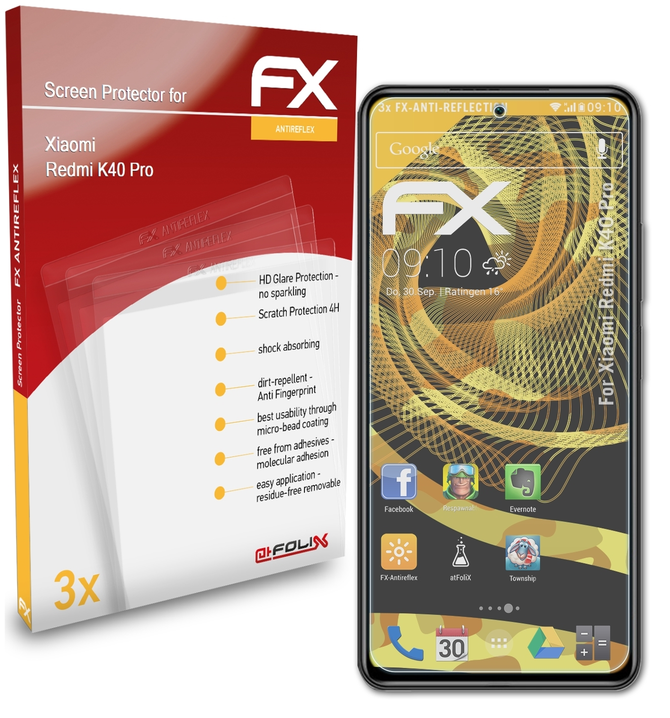 FX-Antireflex Redmi Displayschutz(für K40 3x ATFOLIX Pro) Xiaomi