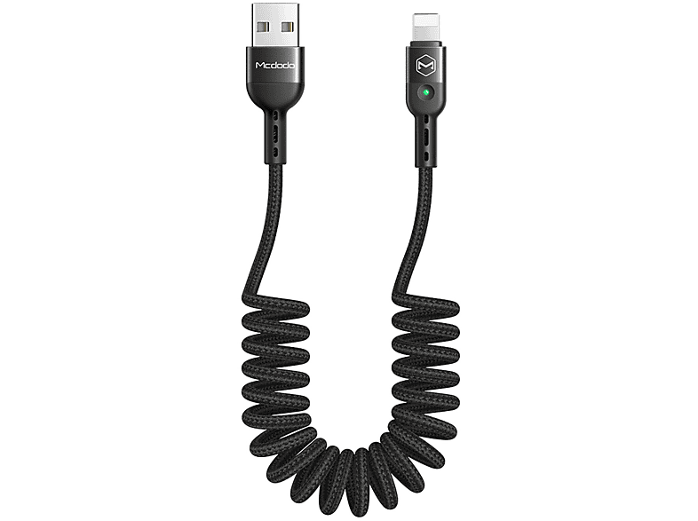 MCDODO Spiralkabel Lightning, Handyladekabel, Schwarz | Handy Kabel & Adapter