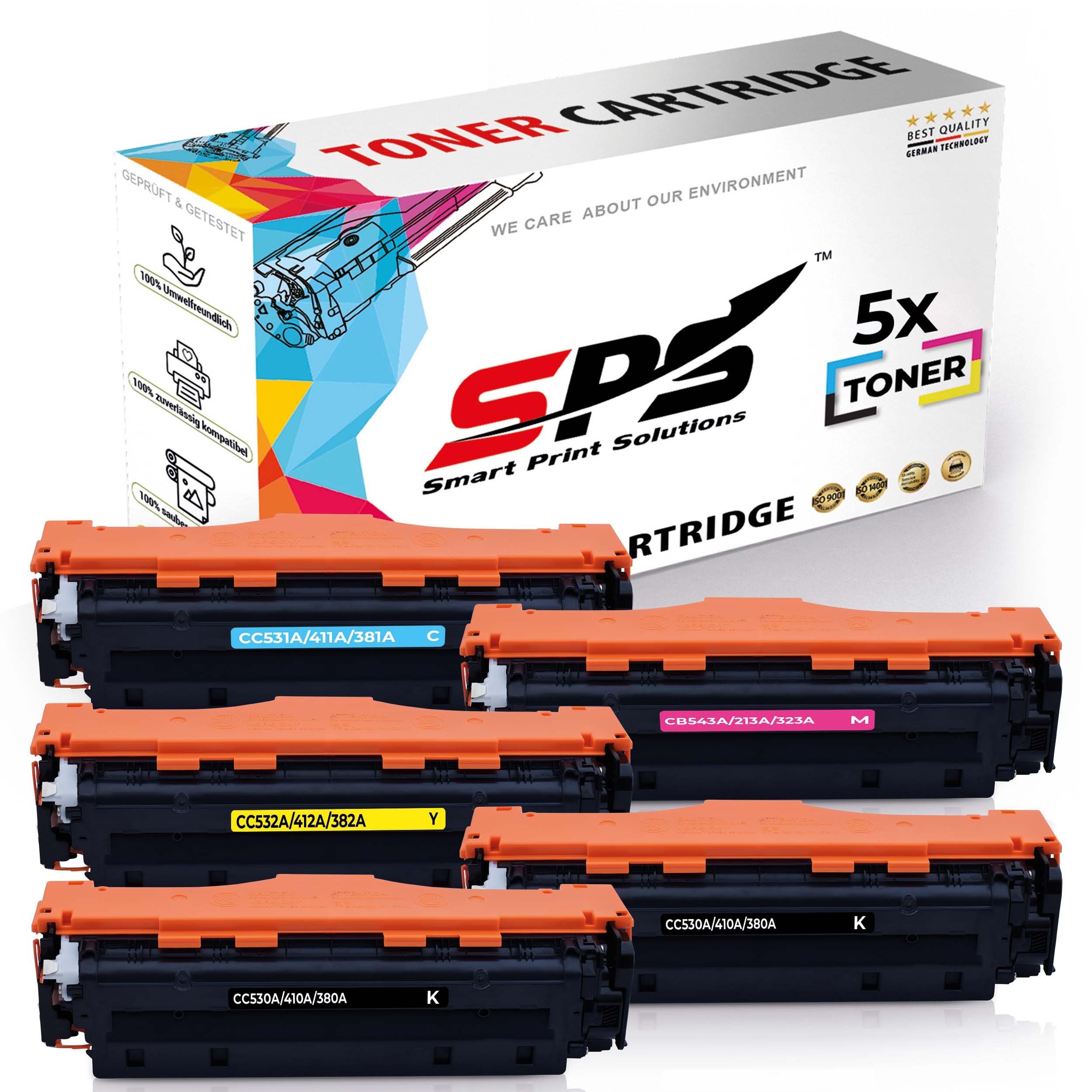 SPS S-12999 Toner Schwarz Cyan (304A Gelb Magenta Color Laserjet CP2025X) 