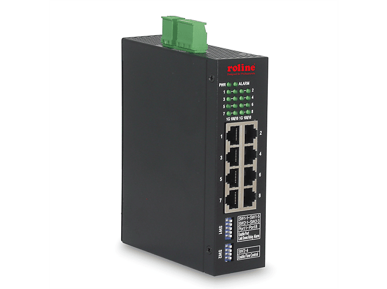 Ethernet 8 Ethernet ROLINE Industrial Managed Switch Gigabit Web Ports, Switch, Gigabit