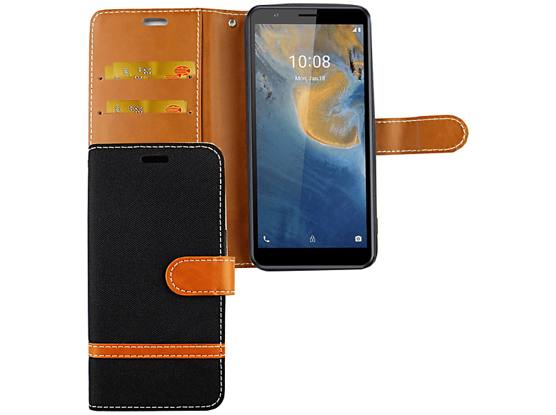 KÖNIG DESIGN Schutzhülle, Bookcover, ZTE, Blade A31, Schwarz