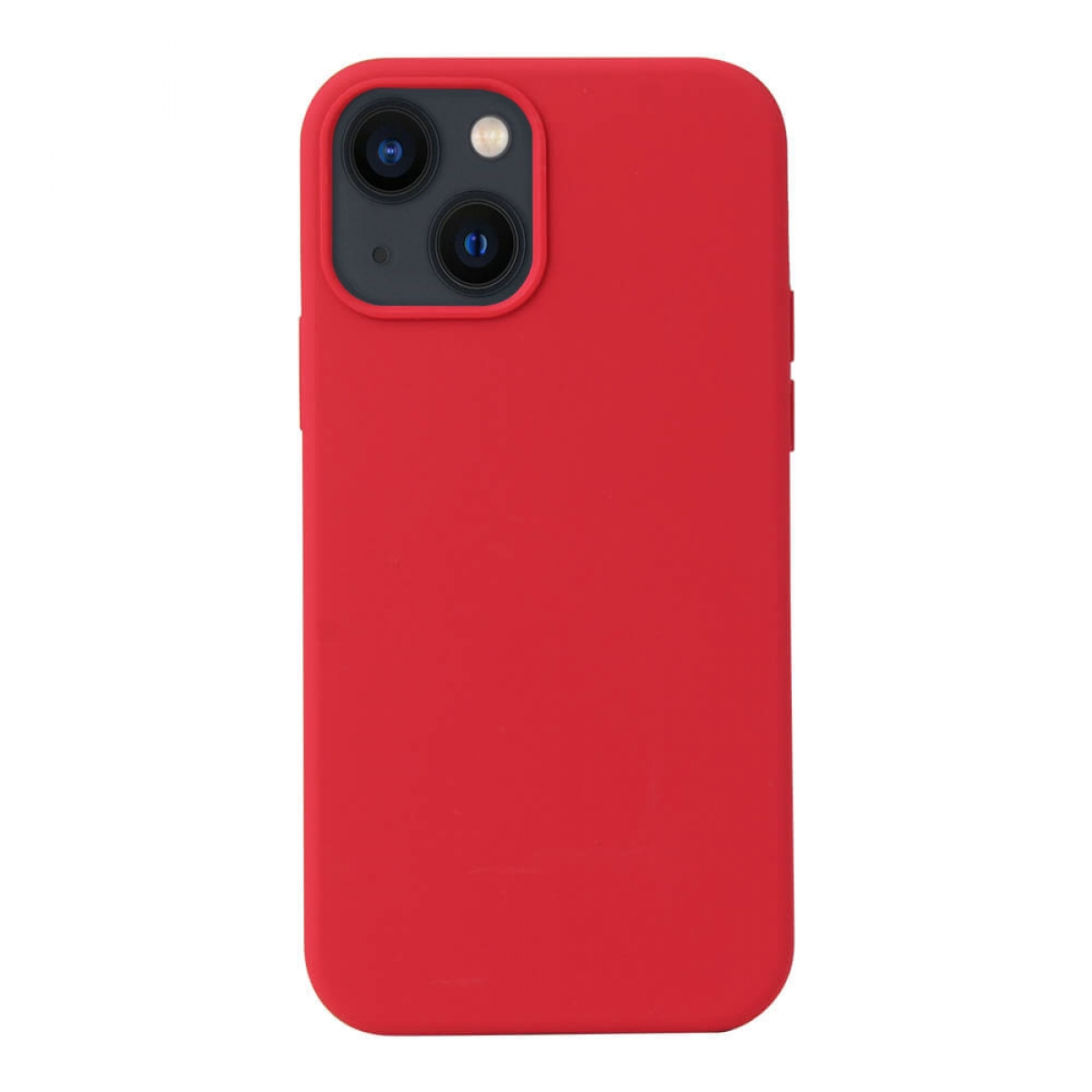 Rote Handyhülle mit Ausschnitt für Doppelkamera. Einfarbiges und schlichtes Design.