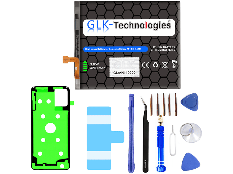 GLK-TECHNOLOGIES High Power Ersatz Akku für Samsung Galaxy A51 (A515F) BA515ABY 4200mAh  inkl. Werkzeug Lithium-Ionen-Akku Smartphone Ersatz Akku