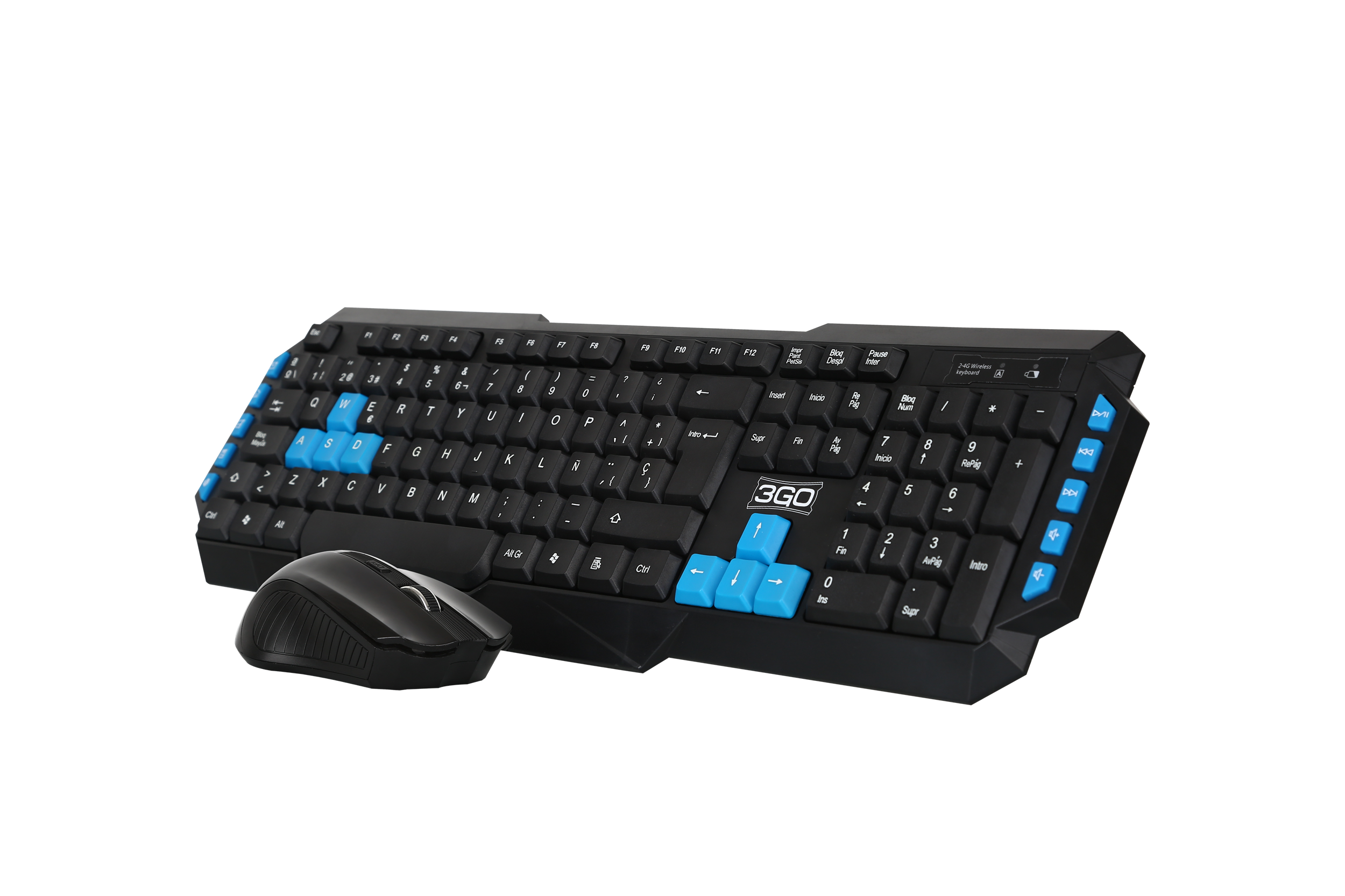 Teclado + Raton Multimedia Wi - Teclado + Raton 3Go Combodrile Negro Multimedia Wi 3GO, Inalámbrico., Negro