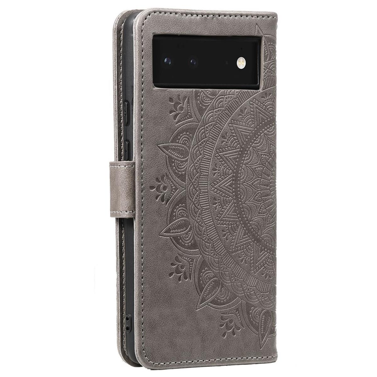 mit Grau Muster, 6, Mandala Pixel Klapphülle Bookcover, COVERKINGZ Google,