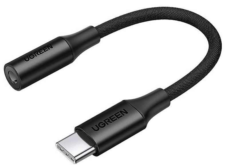 Kopfhöreradapter, Schwarz Miniklinke Typ-C USB UGREEN auf