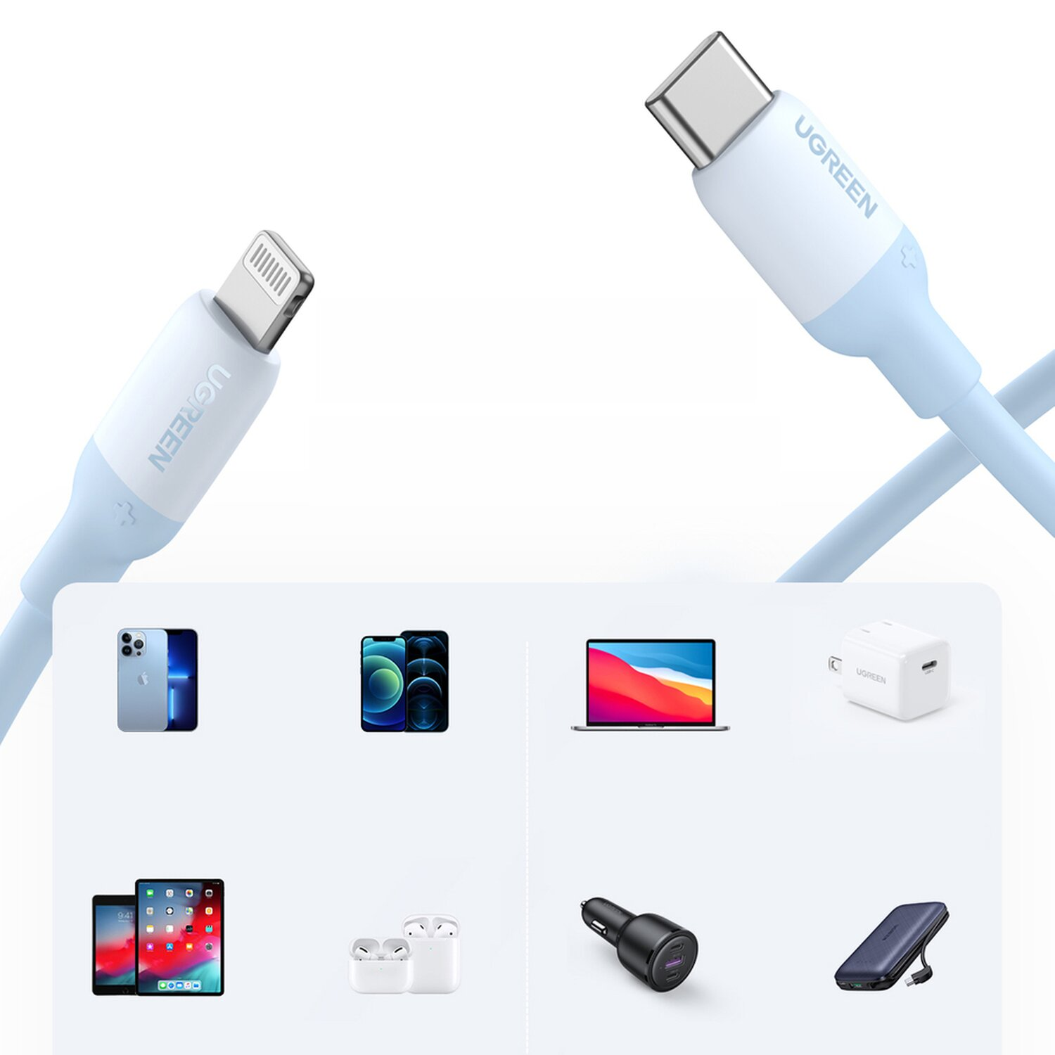 UGREEN USB Typ-C zu Lightning, Handyladekabel, Blau