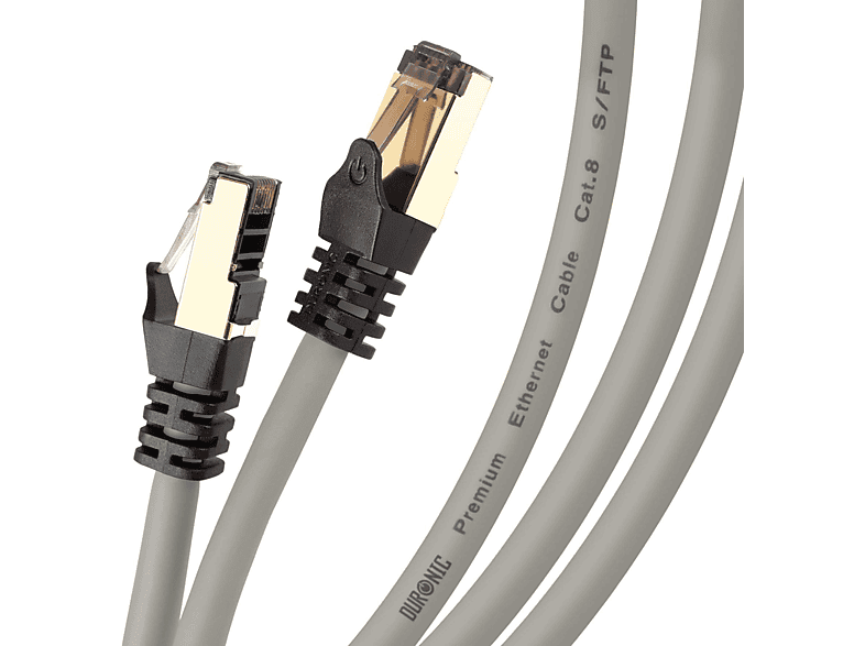 DURONIC CAT8 GY 2m Ethernetkabel | 5.000 MB/s | RJ45 Patchkabel | Lankabel für Router und Konsole, Netzwerkkabel, 2 m