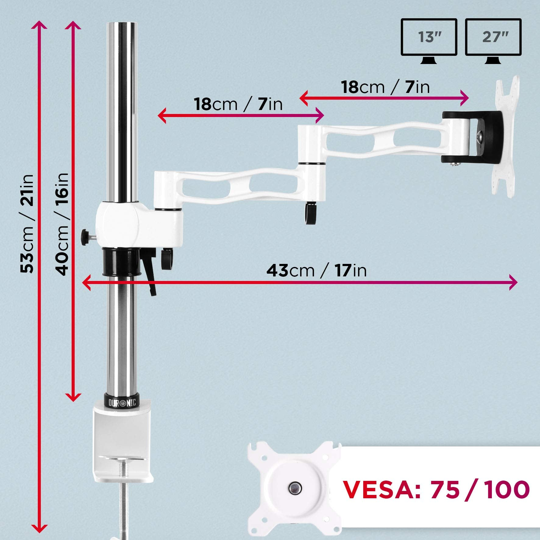 DM351X3 und 27 Kapazität Neigung Zoll WE in Drehung, Verstellbar DURONIC Zoll Höhe, | Monitorarm 10kg 27\