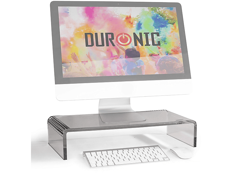 DURONIC DM054 Monitorerhöhung | 50cm x 20cm | Bis 30kg | Erhöhung um 10cm | Bildschirmständer aus Acrylglas, Monitorständer
