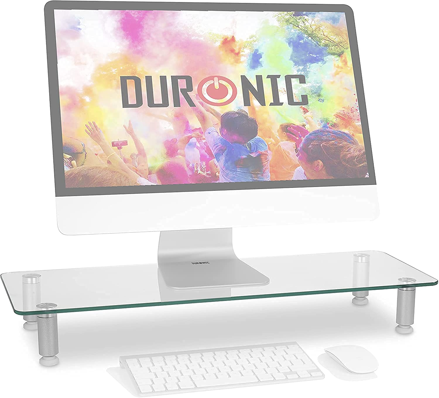 DURONIC DM052-1 Monitorerhöhung | 56cm Bis Monitorständer bis x 20kg | Bildschirmständer 10,5cm Glas, 24cm aus | | Höhe