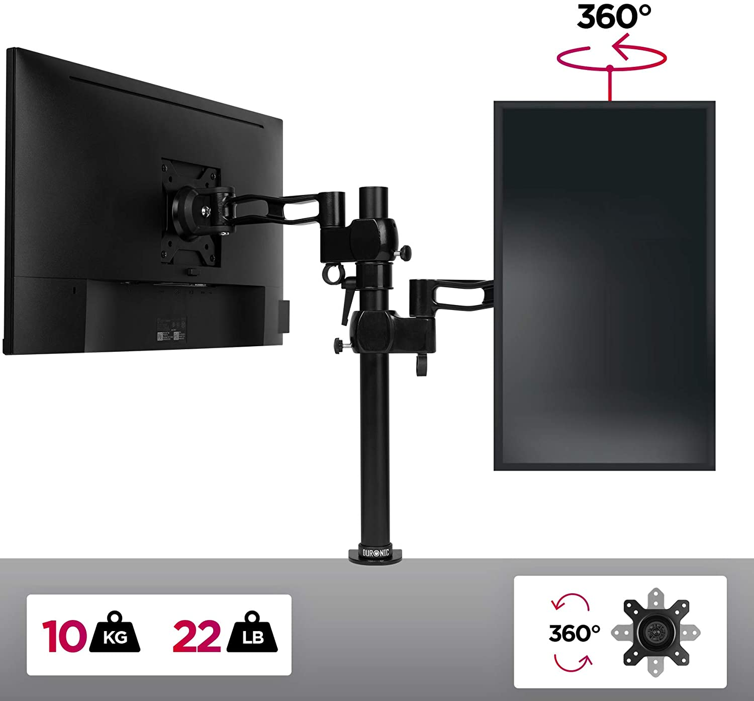 DURONIC DM351X2 Monitorarm 10kg | in verstellbar Zoll Kapazität | Höhe, 27\