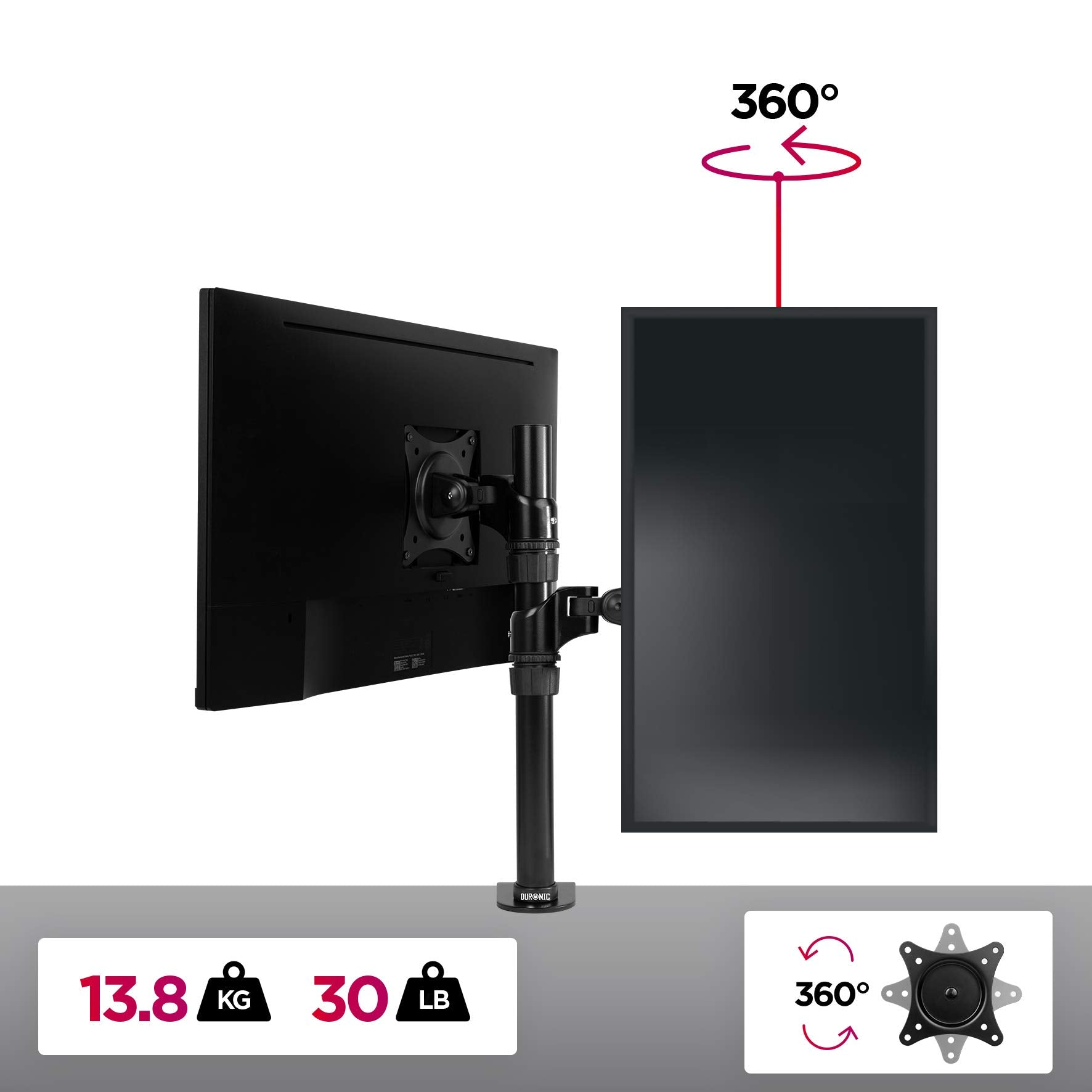 Dos monitores de computadora negros con soporte, fondo negro.