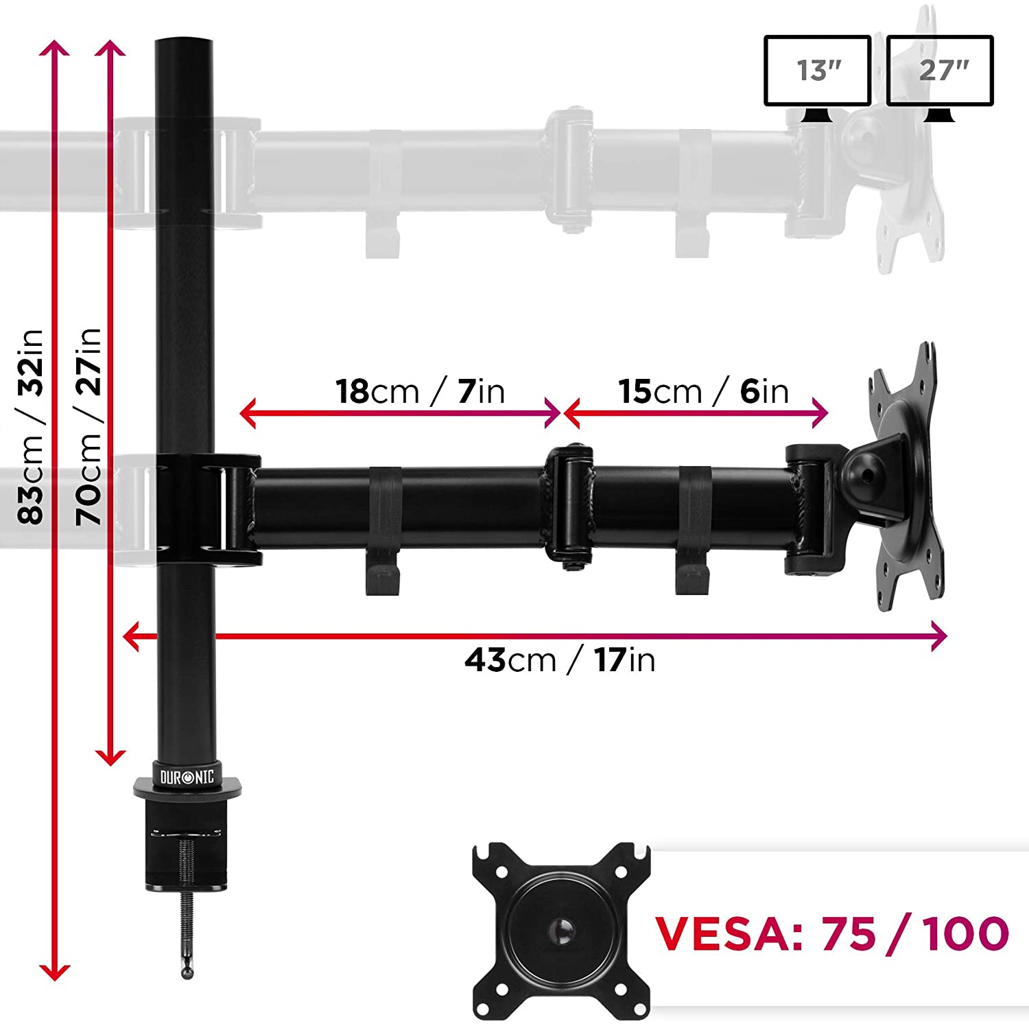 DURONIC DM254 Monitorarm für Drehung, | und Neigung Höhe, 8kg vier Kapazität 27 27\